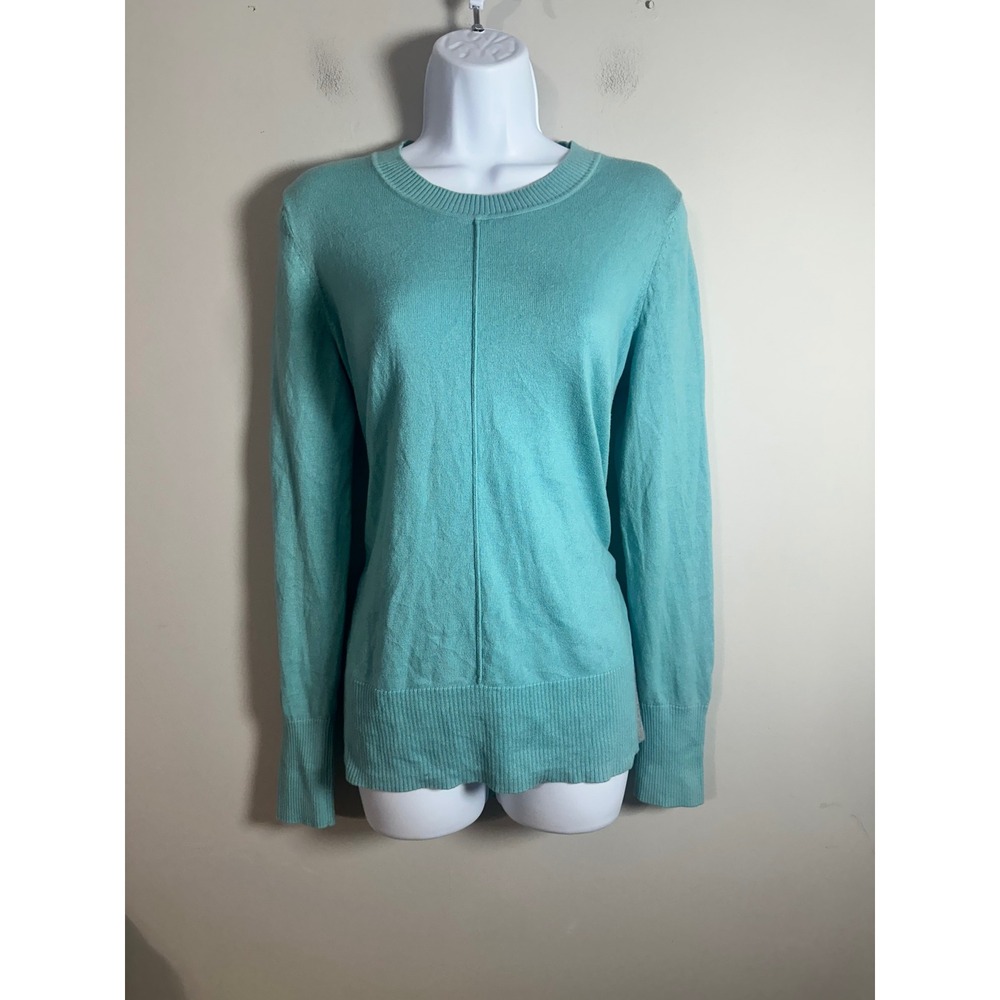 Boden Womens Turquoise Blue Wool Cotton Blend Crewneck Pullover Sweater Small